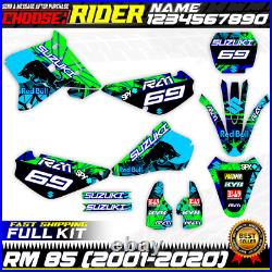 Compatible Suzuki RM 85 2001-2020 Kit Graphics Decals Stickers RM85 model SR-FLU