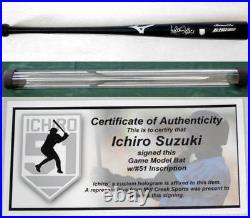 Ichiro Suzuki autographed Mizuno Pro model black bat with Ichiro hologram