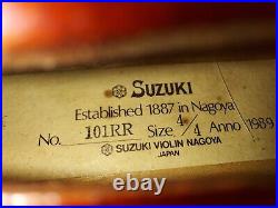 Suzuki 101RR (Full 4/4 Size) Violin, Japan 1989 with case & bow, Very Good Cond