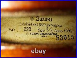 Suzuki 220 (3/4 Size) Violin, Japan, 1995 with case & bow, Very Good Condition