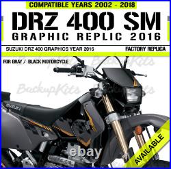 Suzuki Drz400sm Graphic Kit Decals Stickers Calcomanias Black Grey Model 2015