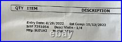 Vintage 1971 Suzuki 101RR (Size 1/4) Violin Nagoya, Japan With SKB Case