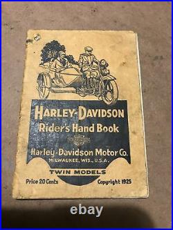 Vintage Harley Davidson J JD riders hand book 1925 Twin Models Genuine Original